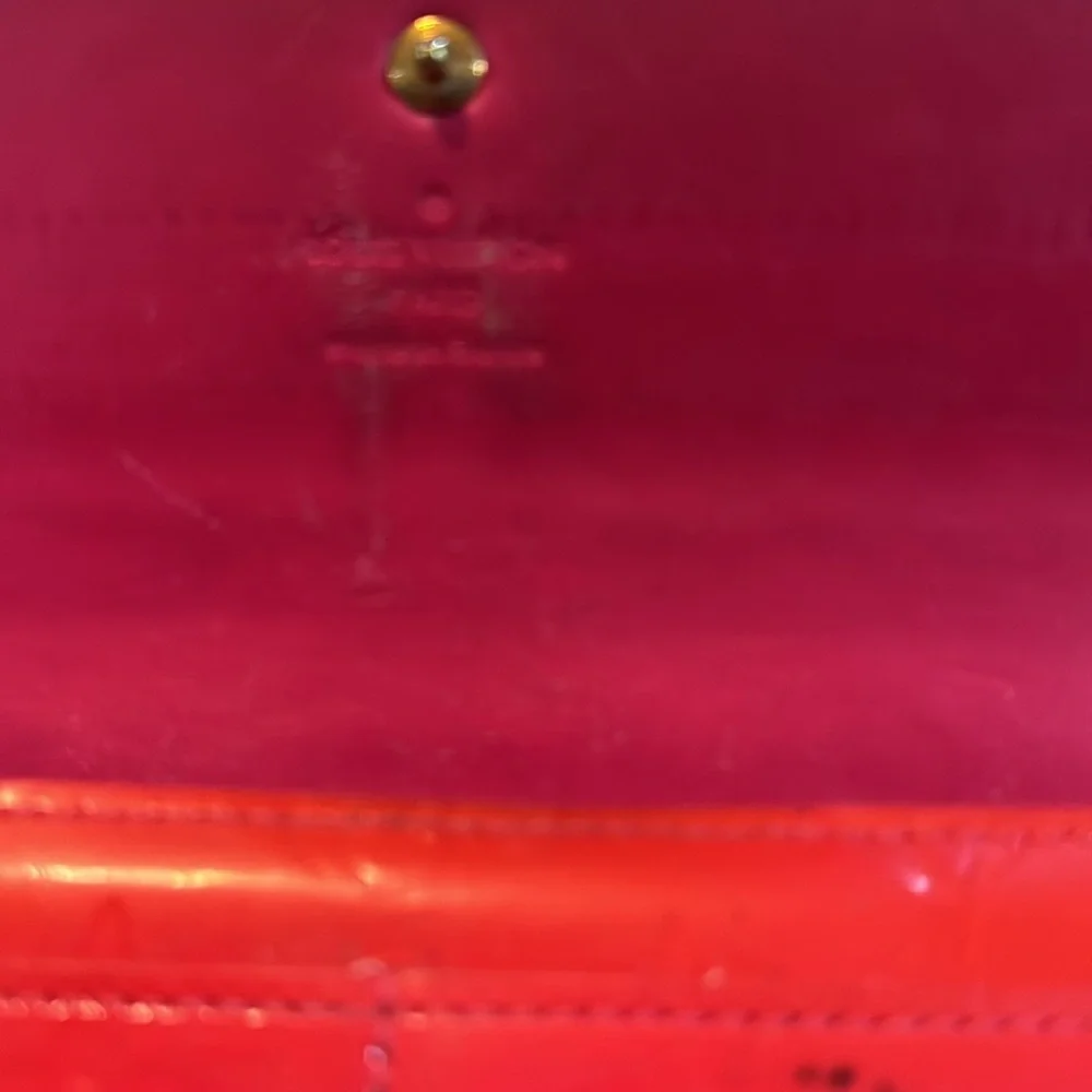 Vintage Louis Vuitton Fire Truck Red Monogram Vernis Long Sarah Wallet - Picture 5 of 16
